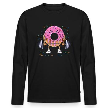 Beignet Levage Poids Échange Entraînement Gym Entraînement - T-shirt manches longues Premium bio Homme - noir - Devant - Nico (187cm)