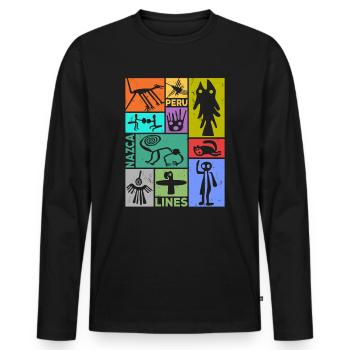 Nazca Lines | Ancient Astronaut Peru Geoglyphs - Men's Premium Organic Long Sleeve Shirt - black - Front - Nico (187cm)