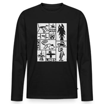 Nazca Lines | Ancient Astronaut Peru Geoglyphs - Men's Premium Organic Long Sleeve Shirt - black - Front - Nico (187cm)