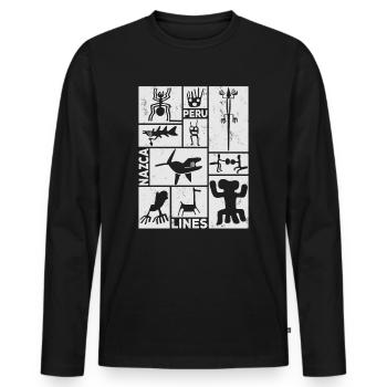 Nazca Lines | Ancient Astronaut Peru Geoglyphs - Men's Premium Organic Long Sleeve Shirt - black - Front - Nico (187cm)