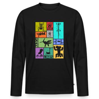 Nazca Lines | Ancient Astronaut Peru Geoglyphs - Men's Premium Organic Long Sleeve Shirt - black - Front - Nico (187cm)