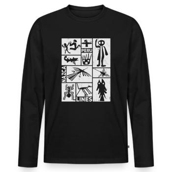 Nazca Lines | Ancient Astronaut Peru Geoglyphs - Men's Premium Organic Long Sleeve Shirt - black - Front - Nico (187cm)