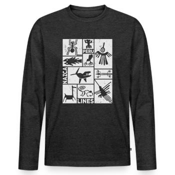 Nazca Lines | Ancient Astronaut Peru Geoglyphs - Men's Premium Organic Long Sleeve Shirt - heather anthracite - Front - Nico (187cm)