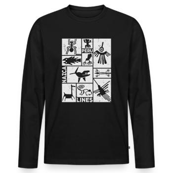 Nazca Lines | Ancient Astronaut Peru Geoglyphs - Men's Premium Organic Long Sleeve Shirt - black - Front - Nico (187cm)