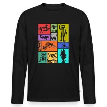 Nazca Lines | Ancient Astronaut Peru Geoglyphs - Men's Premium Organic Long Sleeve Shirt - black - Front - Nico (187cm)