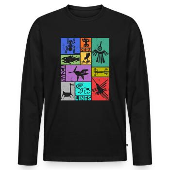 Nazca Lines | Ancient Astronaut Peru Geoglyphs - Men's Premium Organic Long Sleeve Shirt - black - Front - Nico (187cm)
