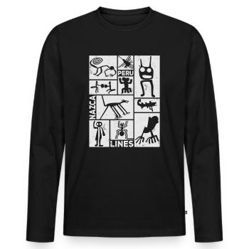 Nazca Lines | Ancient Astronaut Peru Geoglyphs - Men's Premium Organic Long Sleeve Shirt - black - Front - Nico (187cm)