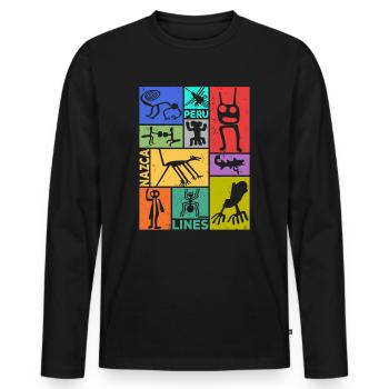 Nazca Lines | Ancient Astronaut Peru Geoglyphs - Men's Premium Organic Long Sleeve Shirt - black - Front - Nico (187cm)
