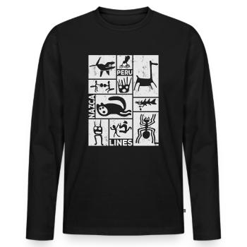 Nazca Lines | Ancient Astronaut Peru Geoglyphs - Men's Premium Organic Long Sleeve Shirt - black - Front - Nico (187cm)