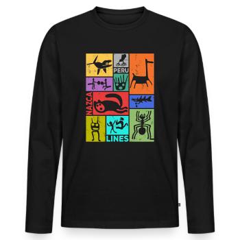 Nazca Lines | Ancient Astronaut Peru Geoglyphs - Men's Premium Organic Long Sleeve Shirt - black - Front - Nico (187cm)