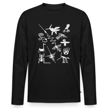 Nazca Lines | Ancient Astronaut Peru Geoglyphs - Men's Premium Organic Long Sleeve Shirt - black - Front - Nico (187cm)
