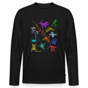 Nazca Lines | Ancient Astronaut Peru Geoglyphs - Men's Premium Organic Long Sleeve Shirt - black - Front - Nico (187cm)