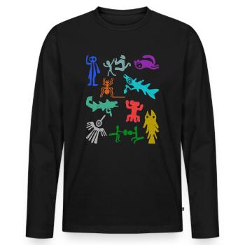 Nazca Lines | Ancient Astronaut Peru Geoglyphs - Men's Premium Organic Long Sleeve Shirt - black - Front - Nico (187cm)