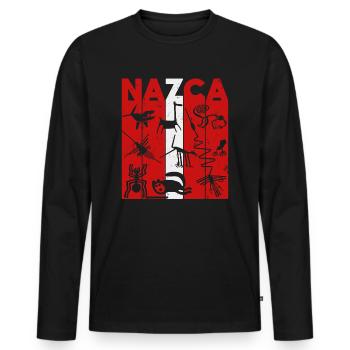 Nazca Lines | Ancient Astronaut Peru Geoglyphs - Men's Premium Organic Long Sleeve Shirt - black - Front - Nico (187cm)