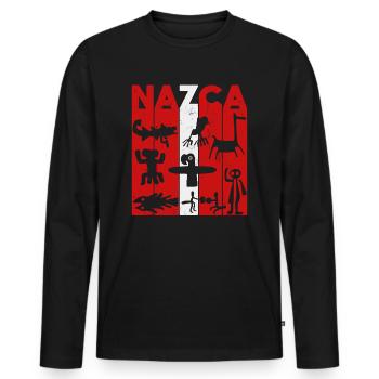 Nazca Lines | Ancient Astronaut Peru Geoglyphs - Men's Premium Organic Long Sleeve Shirt - black - Front - Nico (187cm)