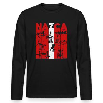 Nazca Lines | Ancient Astronaut Peru Geoglyphs - Men's Premium Organic Long Sleeve Shirt - black - Front - Nico (187cm)