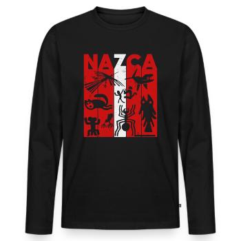 Nazca Lines | Ancient Astronaut Peru Geoglyphs - Men's Premium Organic Long Sleeve Shirt - black - Front - Nico (187cm)