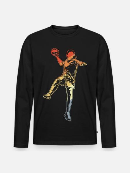 Handball fille look rétro - T-shirt manches longues Premium bio Homme - noir