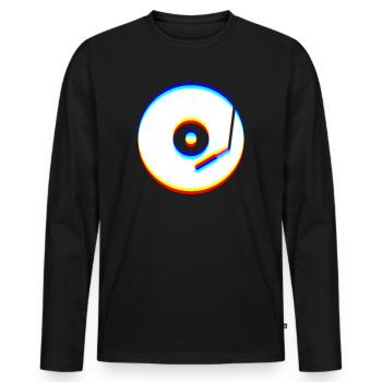 L’art du glitch | Illusion d’optique Vaporwave EDM Rave - T-shirt manches longues Premium bio Homme - noir - Devant - Nico (187cm)