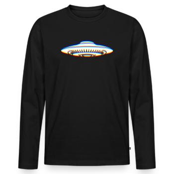 L’art du glitch | Illusion d’optique Vaporwave EDM Rave - T-shirt manches longues Premium bio Homme - noir - Devant - Nico (187cm)
