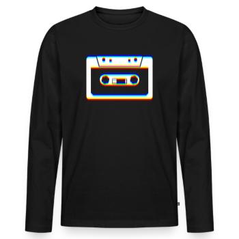 L’art du glitch | Illusion d’optique Vaporwave EDM Rave - T-shirt manches longues Premium bio Homme - noir - Devant - Nico (187cm)