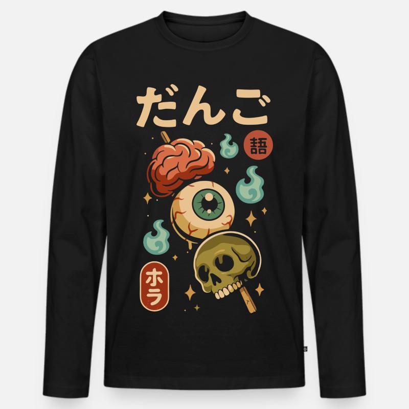 Japanischer Horror Dango - Männer Premium Bio Langarmshirt - Schwarz