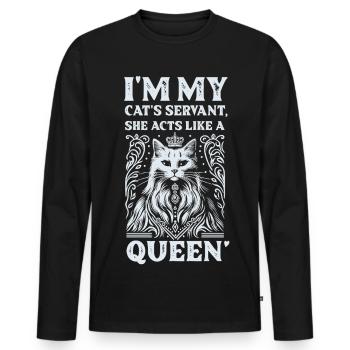 Elegant Cat Queen T-Shirt Design - Men's Premium Organic Long Sleeve Shirt - black - Front - Nico (187cm)
