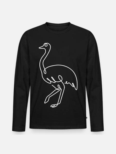 Ostrich Sketch – Elegant Animal Drawing - Men's Premium Organic Long Sleeve Shirt - black