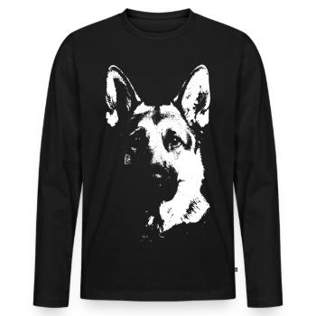 Deutscher Schäferhund-T-Shirt – treuer Hundeschützer - Männer Premium Bio Langarmshirt - Schwarz - Vorne - Nico (187cm)