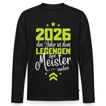Master Exam 2026 Legends Make Their Master - Men's Premium Organic Long Sleeve Shirt - black - Front - Nico (187cm)