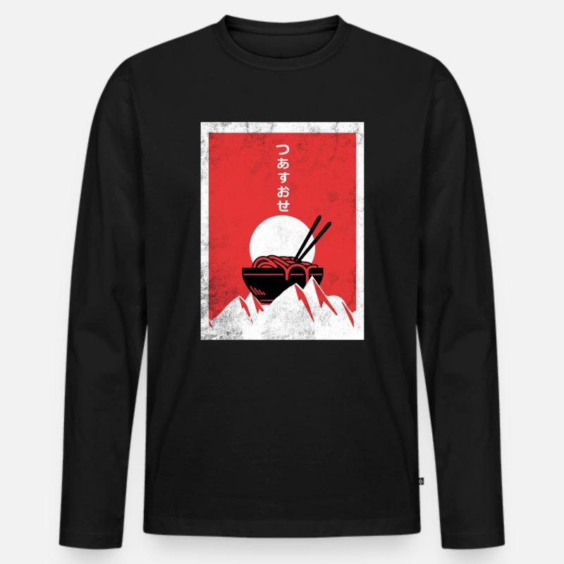 Ramen - Männer Premium Bio Langarmshirt - Schwarz