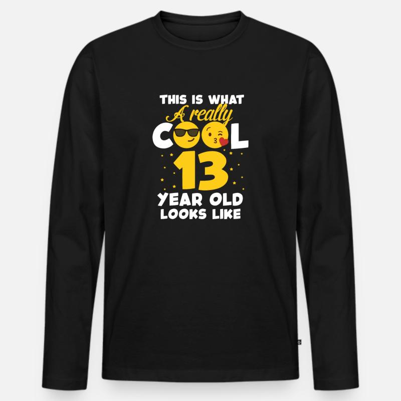 13 Jahre - Männer Premium Bio Langarmshirt - Schwarz