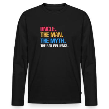 Onkel - Männer Premium Bio Langarmshirt - Schwarz - Vorne - Nico (187cm)