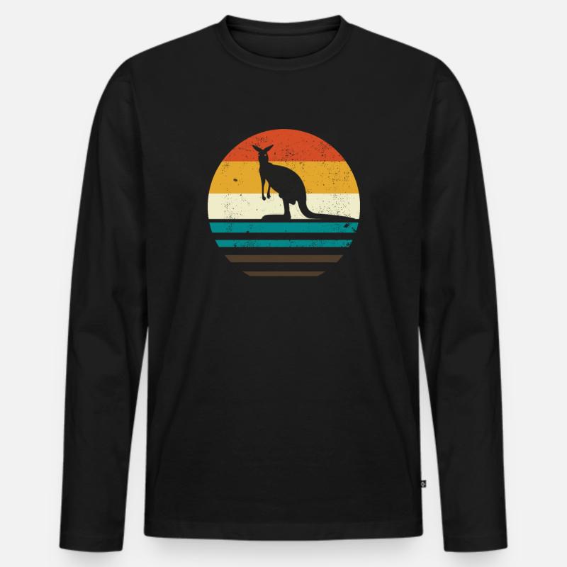 Känguru - Männer Premium Bio Langarmshirt - Schwarz