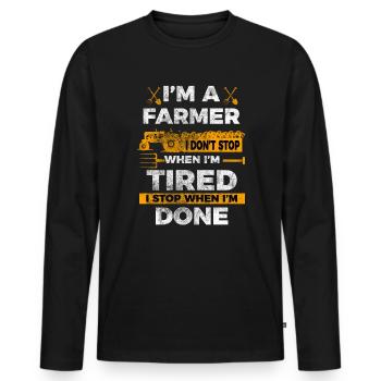 Farmer Farmer - Men's Premium Organic Long Sleeve Shirt - black - Front - Nico (187cm)