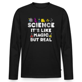 science - T-shirt manches longues Premium bio Homme - noir - Devant - Nico (187cm)