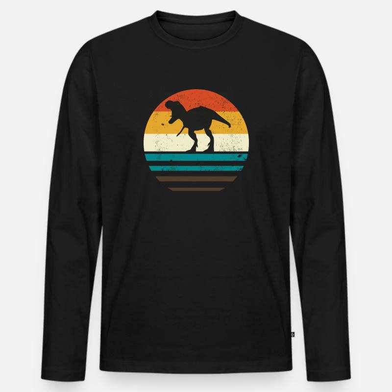 Dinosaurier - Männer Premium Bio Langarmshirt - Schwarz