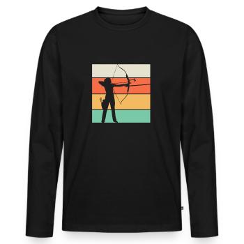 Bogenschießen Bogenschütze Archery Frau Geschenk - Männer Premium Bio Langarmshirt - Schwarz - Vorne - Nico (187cm)
