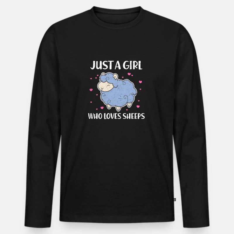 Schaf Schafe Schäfchen Sheep Lamm Lämmer Geschenk - Männer Premium Bio Langarmshirt - Schwarz
