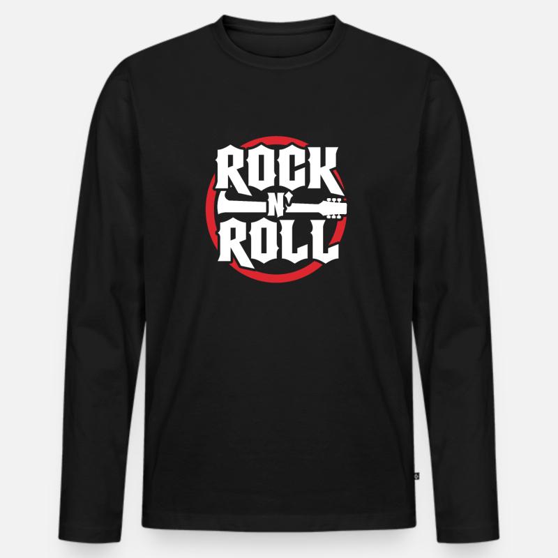 Rock And Roll - Männer Premium Bio Langarmshirt - Schwarz