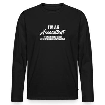 Comptabilité Comptable Cadeau - T-shirt manches longues Premium bio Homme - noir - Devant - Nico (187cm)