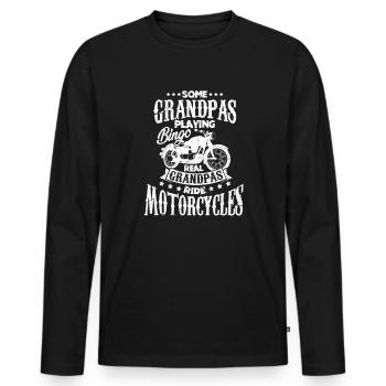 Motorrad Opa - Männer Premium Bio Langarmshirt - Schwarz - Vorne - Nico (187cm)