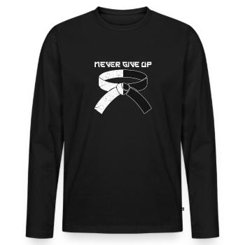Karate Kampfsport Japan Schwarzer Gürtel Geschenk - Männer Premium Bio Langarmshirt - Schwarz - Vorne - Nico (187cm)