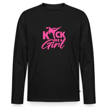 Fille de karaté - T-shirt manches longues Premium bio Homme - noir - Devant - Nico (187cm)