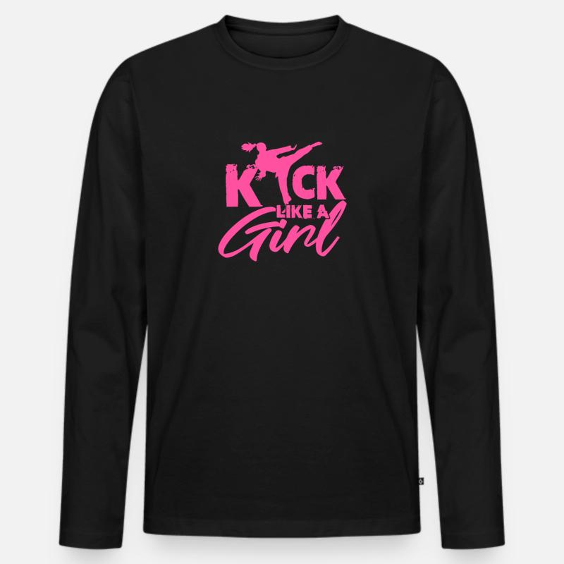 Karate Girl - Männer Premium Bio Langarmshirt - Schwarz