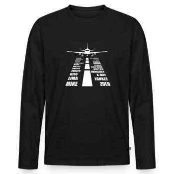 Pilot - Männer Premium Bio Langarmshirt - Schwarz - Vorne - Nico (187cm)