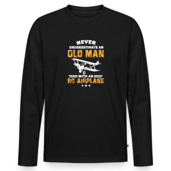 Modellflugzeug Rentner - Männer Premium Bio Langarmshirt - Schwarz - Vorne - Nico (187cm)