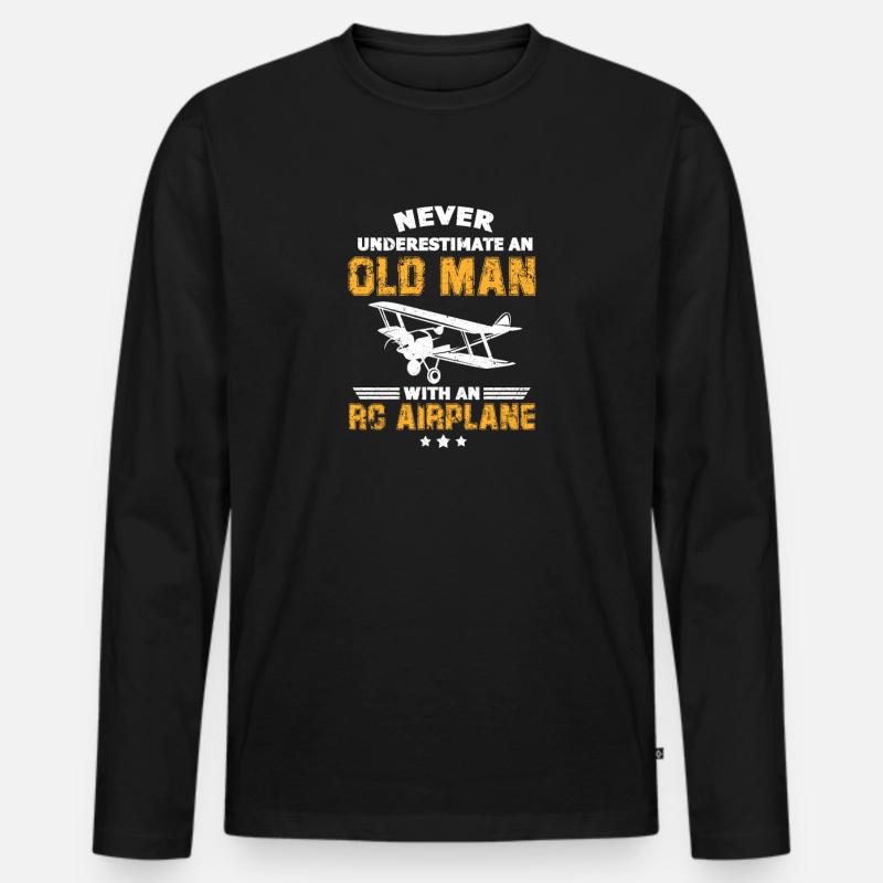 Modellflugzeug Rentner - Männer Premium Bio Langarmshirt - Schwarz