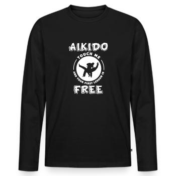 Aikido - Männer Premium Bio Langarmshirt - Schwarz - Vorne - Nico (187cm)