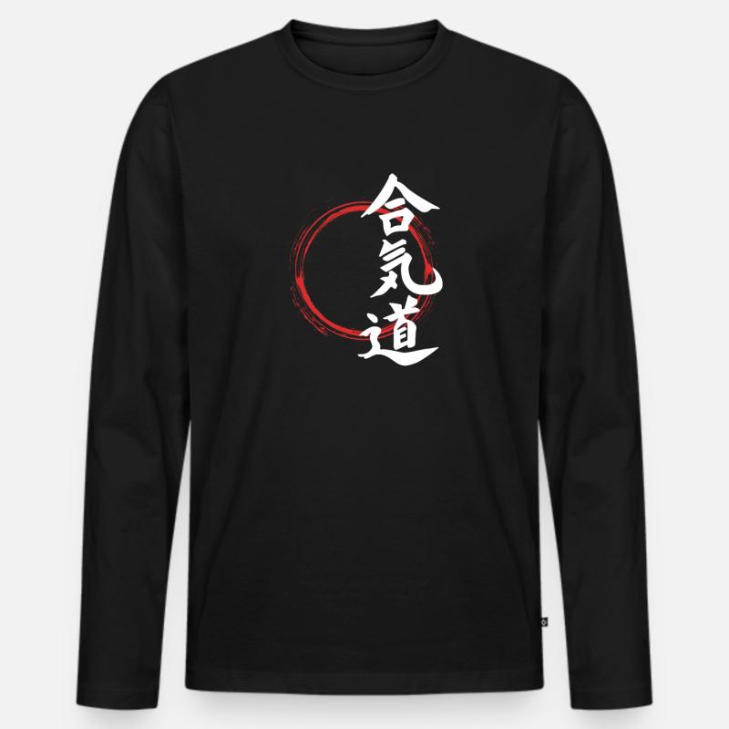 Aikido - Männer Premium Bio Langarmshirt - Schwarz